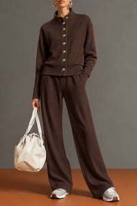Willluxe® Button Cardigan & Wide-Leg Sweatpants Set
