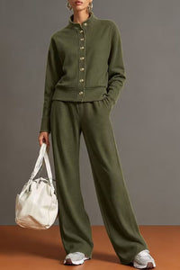 Willluxe® Button Cardigan & Wide-Leg Sweatpants Set