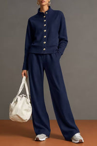 Willluxe® Button Cardigan & Wide-Leg Sweatpants Set
