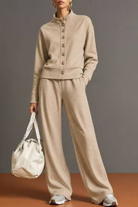 Willluxe® Button Cardigan & Wide-Leg Sweatpants Set