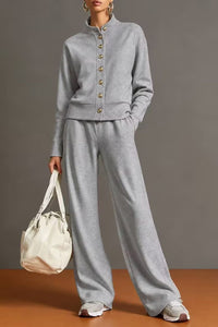 Willluxe® Button Cardigan & Wide-Leg Sweatpants Set