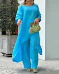Willluxe® The Azure Breeze Asymmetrical Casual Set