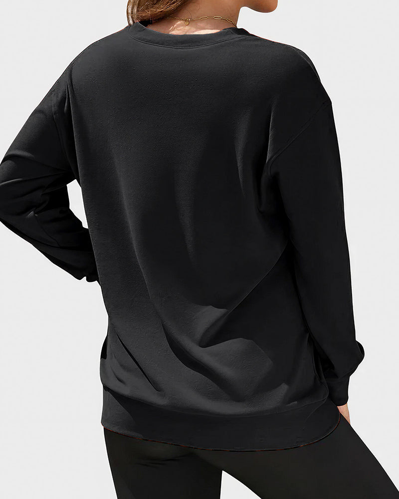 Willluxe® Casual V-Neck Long Sleeve Pullover Sweatshirt With Pocket