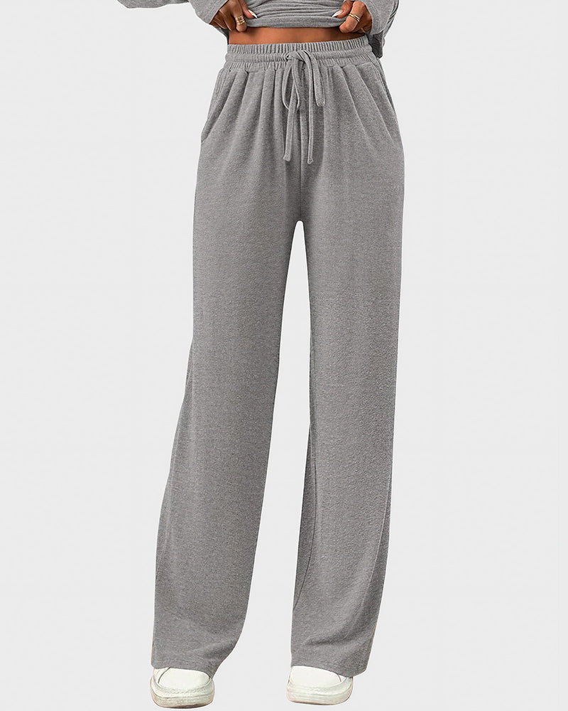 Willluxe® Asymmetrical Long Sleeve Top & Wide Leg Pants Lounge Set