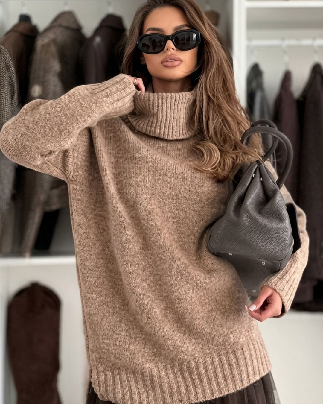 Willluxe® Turtleneck Knit Top & Lace Trim Dress Set