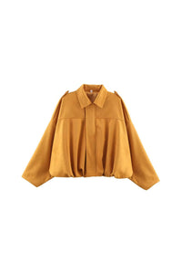 Willluxe® Batwing Sleeve Faux Suede Bomber Jacket