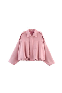 Willluxe® Batwing Sleeve Faux Suede Bomber Jacket