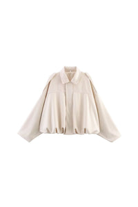 Willluxe® Batwing Sleeve Faux Suede Bomber Jacket
