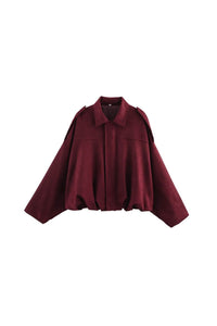 Willluxe® Batwing Sleeve Faux Suede Bomber Jacket