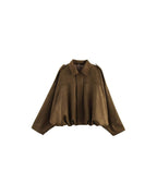Willluxe® Batwing Sleeve Faux Suede Bomber Jacket