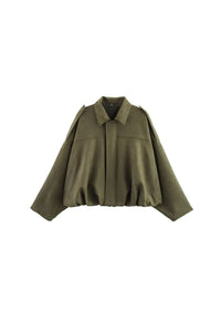 Willluxe® Batwing Sleeve Faux Suede Bomber Jacket