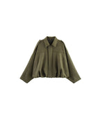 Willluxe® Batwing Sleeve Faux Suede Bomber Jacket