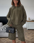 Willluxe® Batwing Sleeve Faux Suede Bomber Jacket