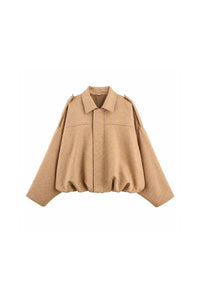 Willluxe® Batwing Sleeve Faux Suede Bomber Jacket