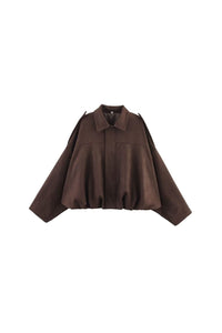 Willluxe® Batwing Sleeve Faux Suede Bomber Jacket