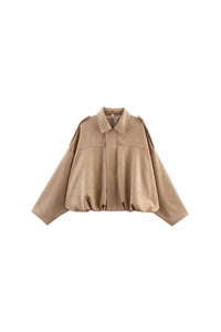 Willluxe® Batwing Sleeve Faux Suede Bomber Jacket