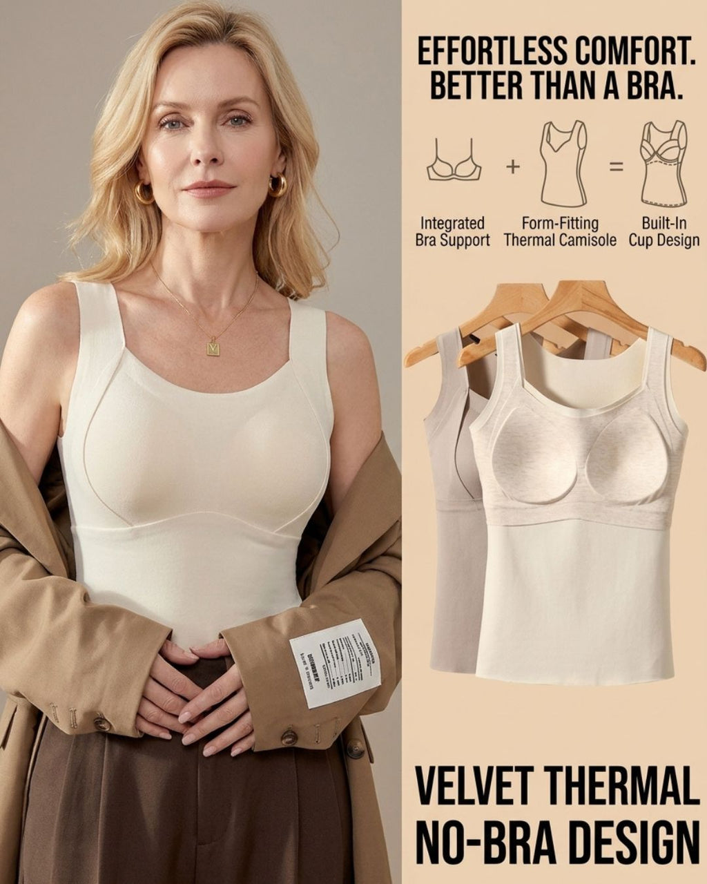 Willluxe® Warm Vest with Built-In Bra