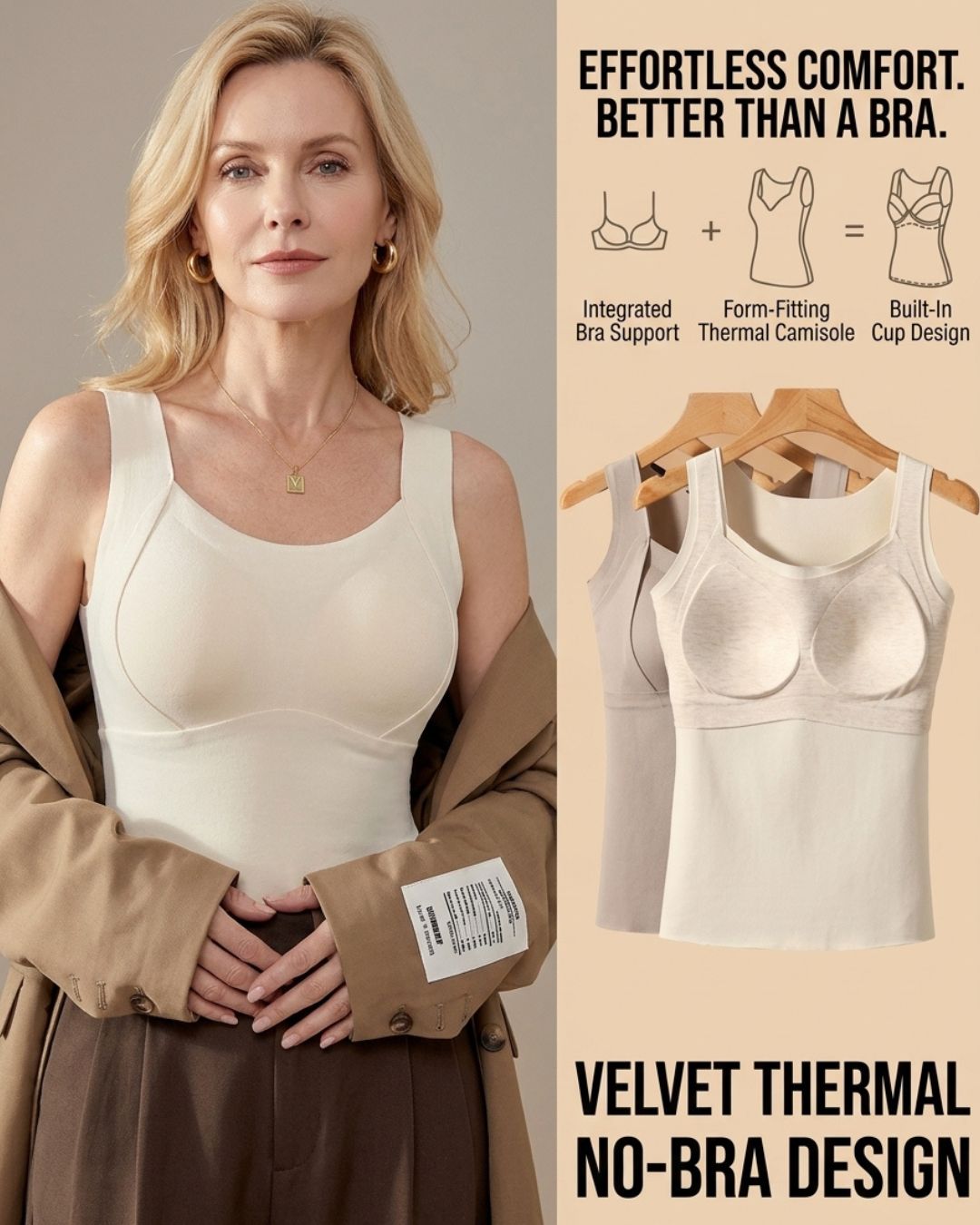 Willluxe® Warm Vest with Built-In Bra