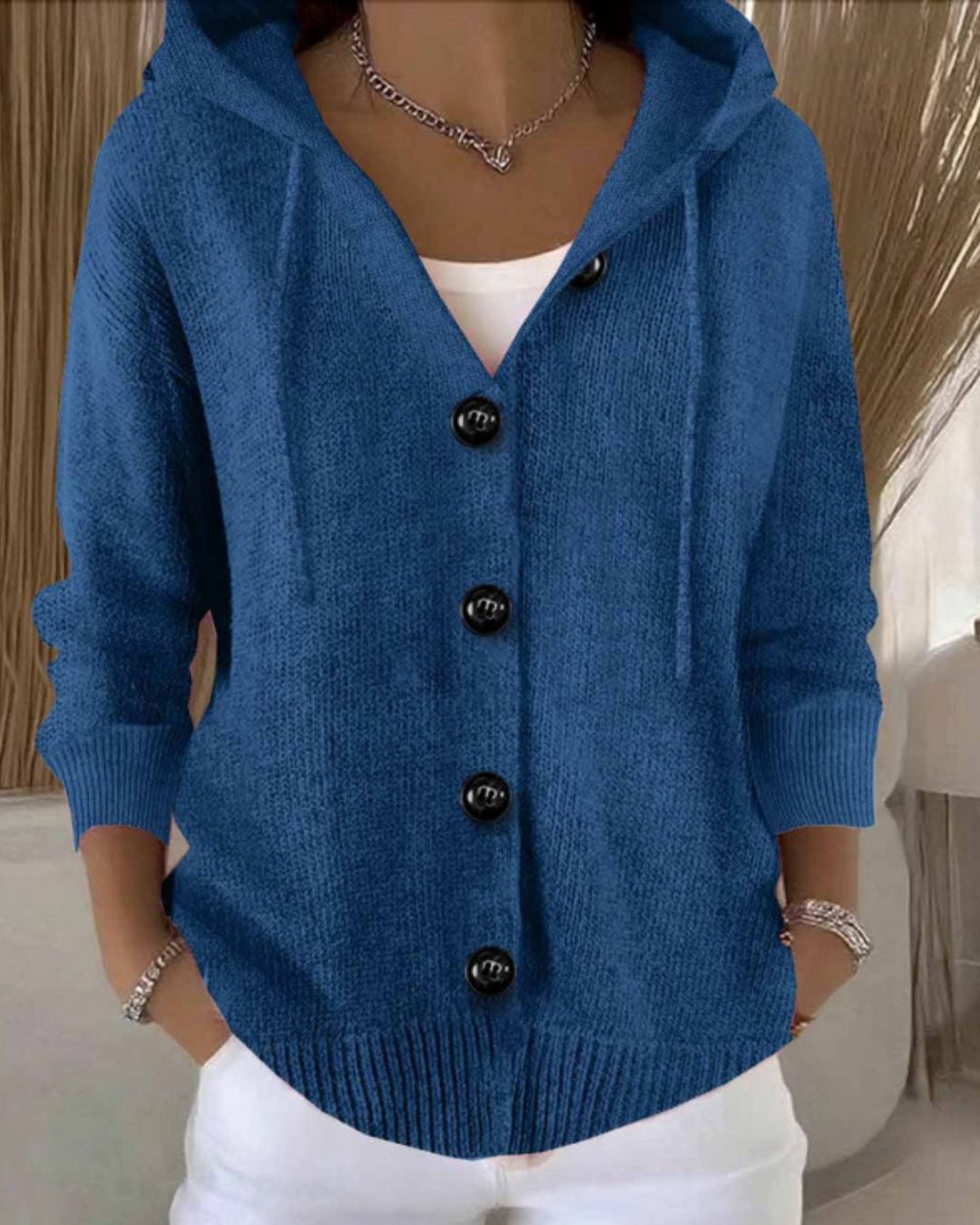 Willluxe® Hooded Button-Front Knit Cardigan Sweater