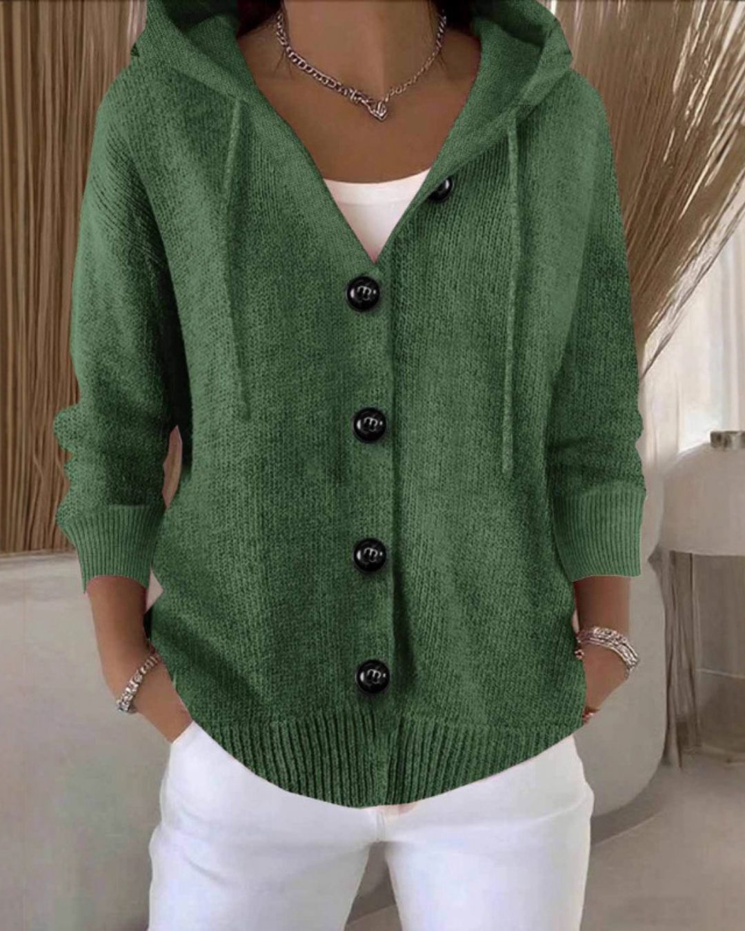 Willluxe® Hooded Button-Front Knit Cardigan Sweater
