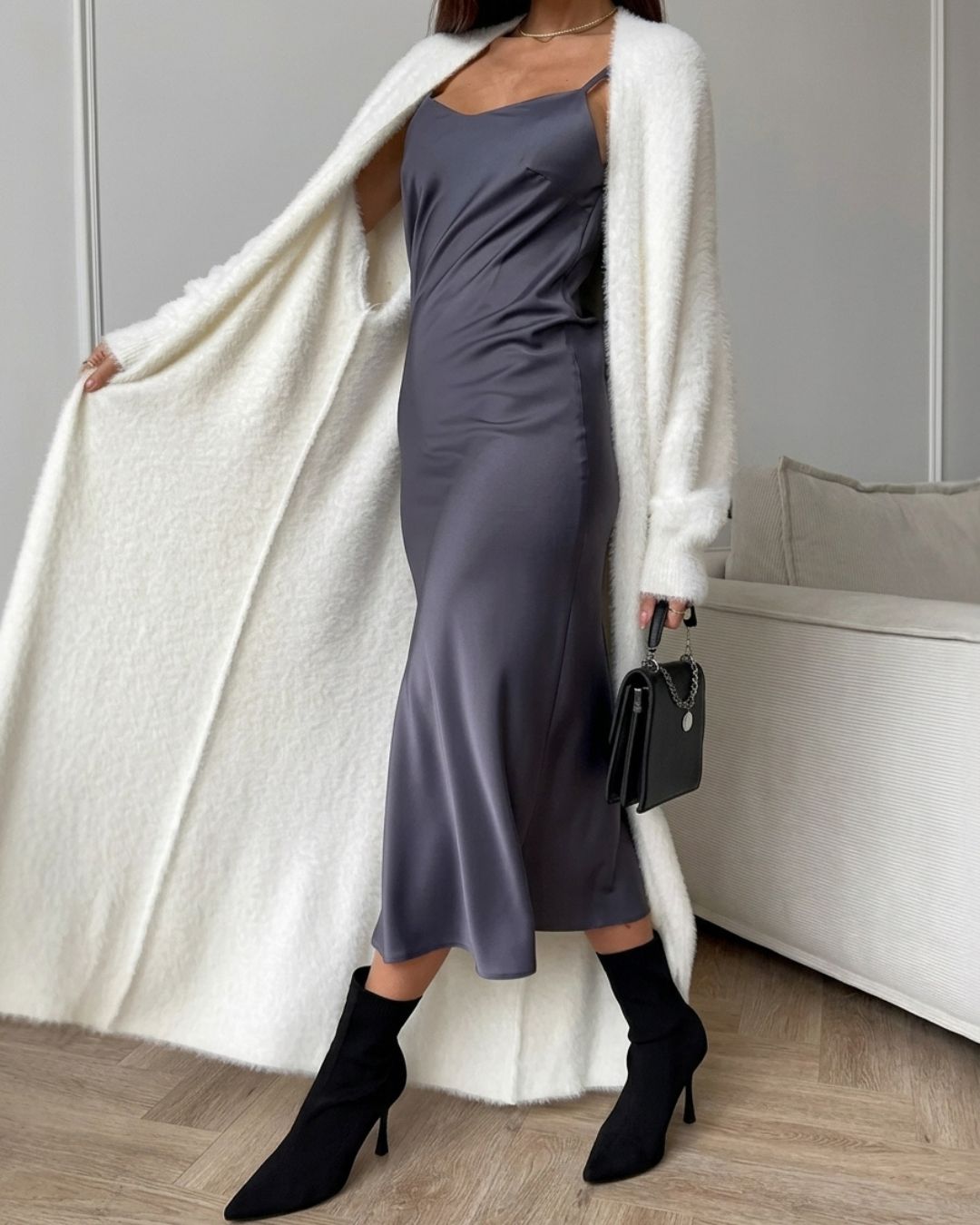 Willluxe® Fluffy Faux Mink Long Knit Cardigan