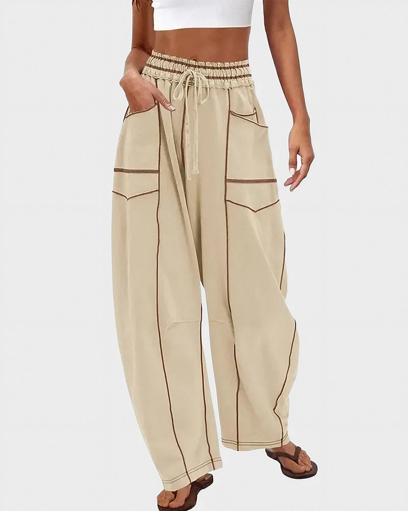 Willluxe® Wide Leg Drawstring Sweatpants Casual Lounge Pants with Pockets