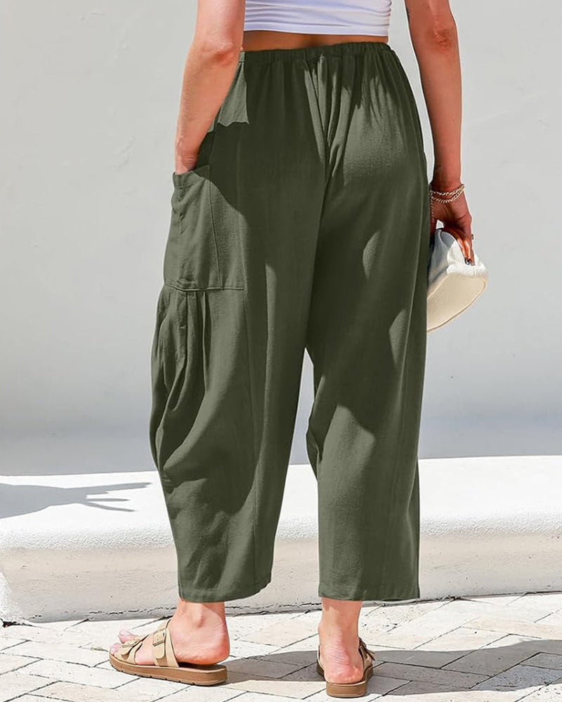Willluxe® Casual Blend Wide Leg Pants Elastic High Waist