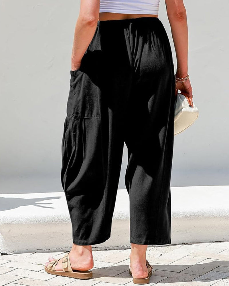 Willluxe® Casual Blend Wide Leg Pants Elastic High Waist