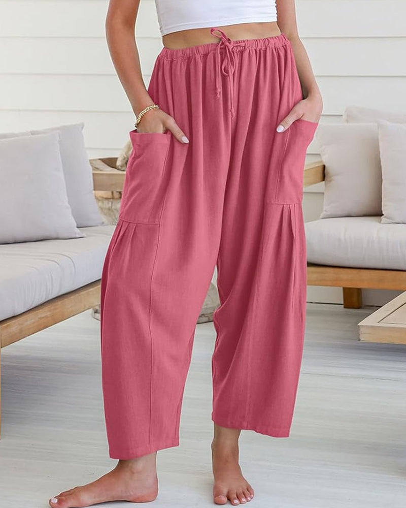 Willluxe® Casual Blend Wide Leg Pants Elastic High Waist