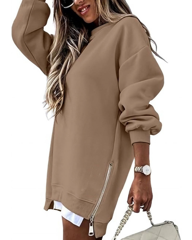 Willluxe® Oversized Layered Look Side-Zip Hoodie Dress