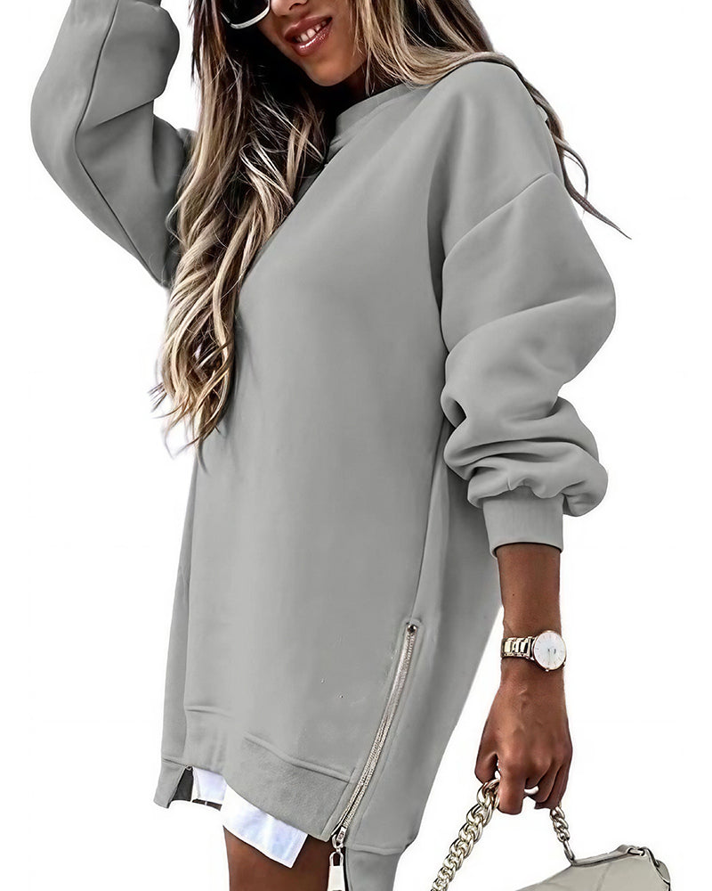 Willluxe® Oversized Layered Look Side-Zip Hoodie Dress