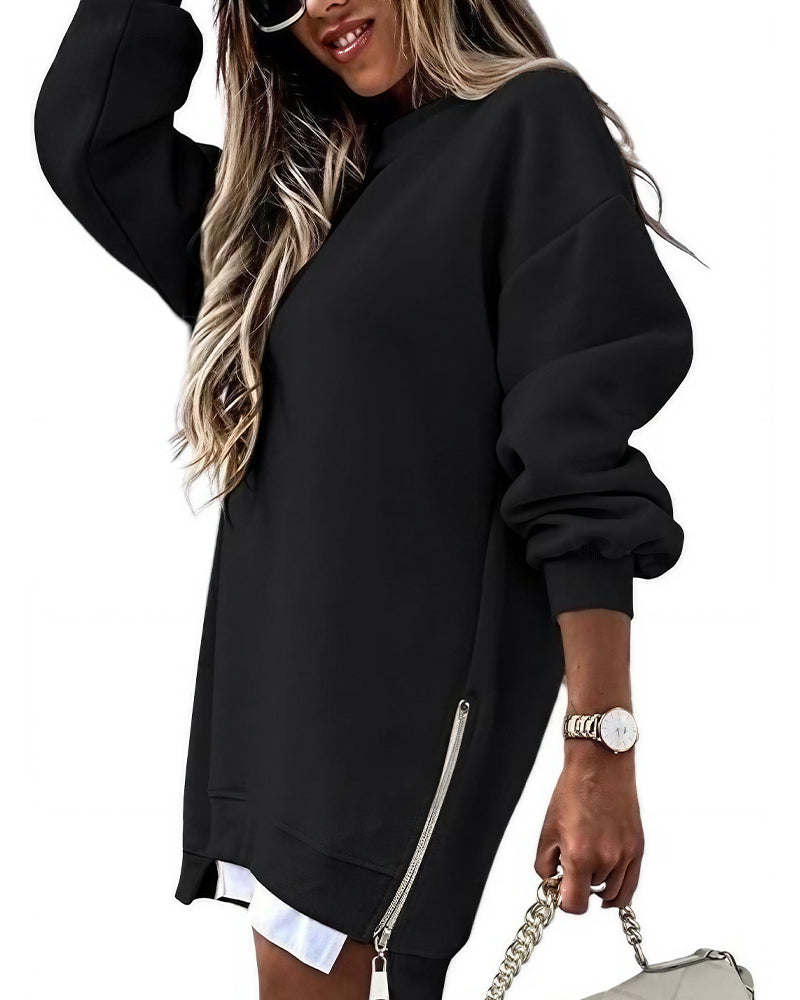 Willluxe® Oversized Layered Look Side-Zip Hoodie Dress