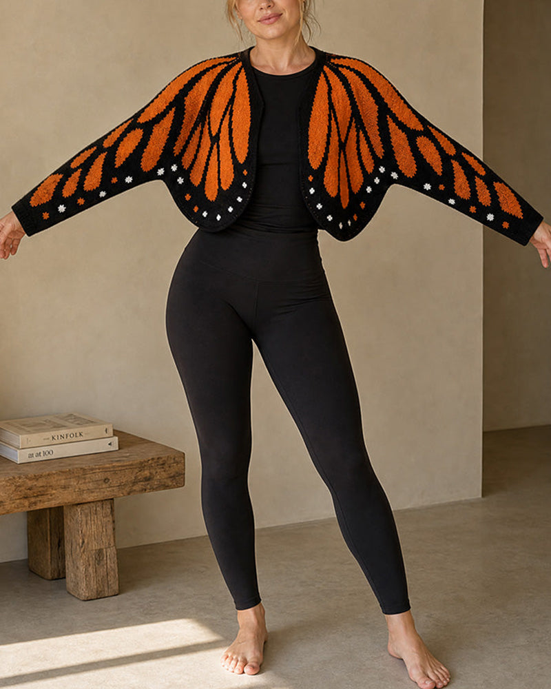 Willluxe® Butterfly-Wing Open-Front Knit Cardigan