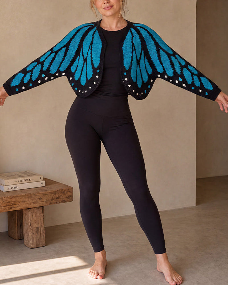 Willluxe® Butterfly-Wing Open-Front Knit Cardigan