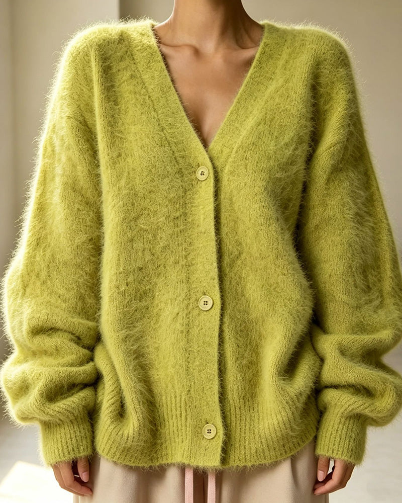Willluxe® Cloud-Soft Fluffy Oversized V-Neck Cardigan