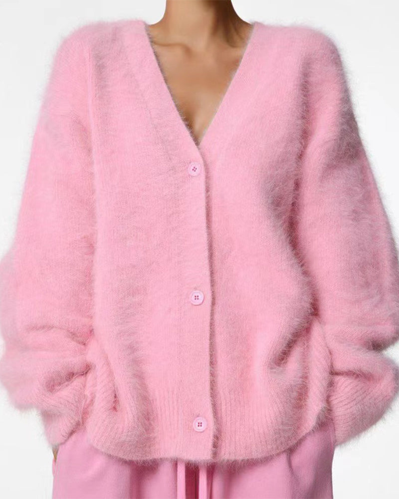 Willluxe® Cloud-Soft Fluffy Oversized V-Neck Cardigan