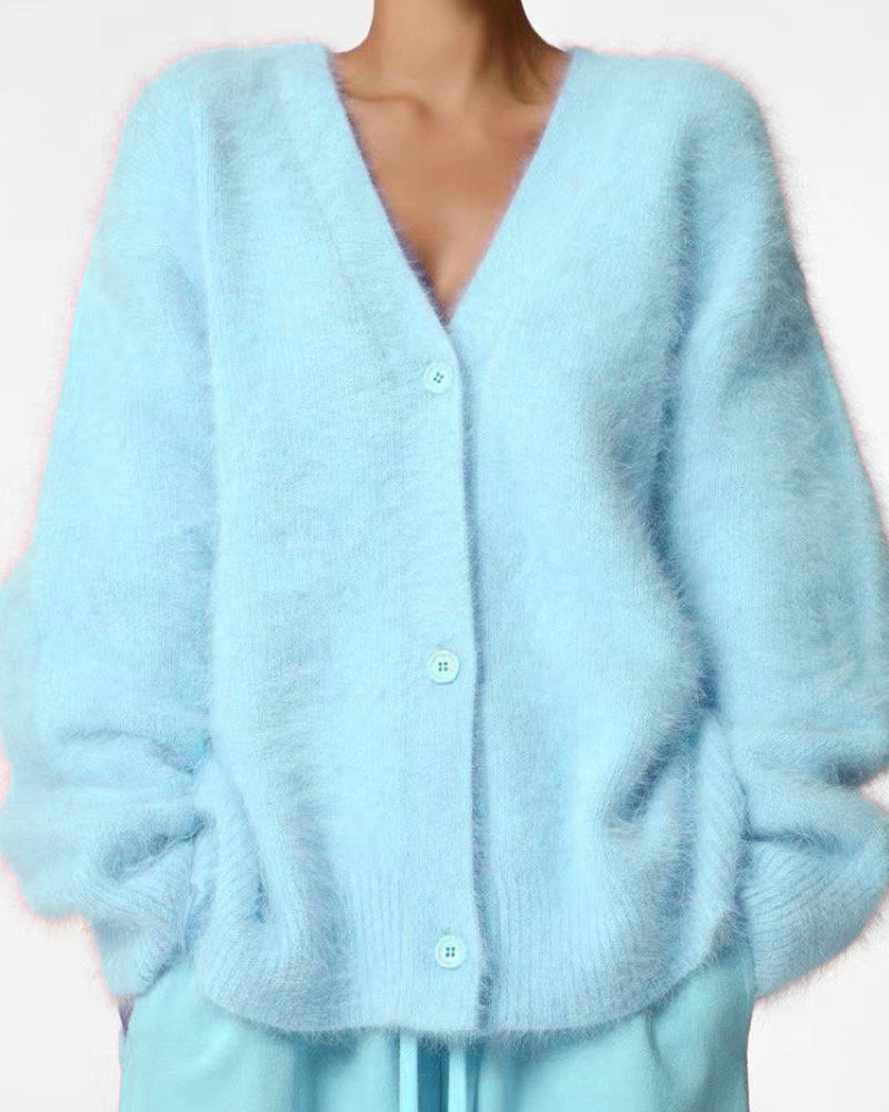 Willluxe® Cloud-Soft Fluffy Oversized V-Neck Cardigan