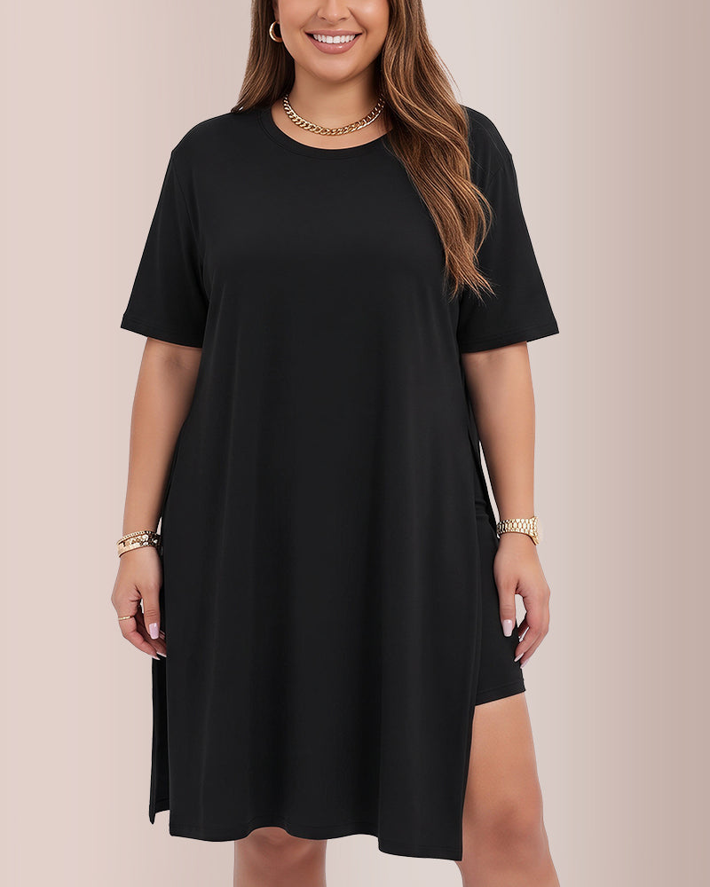 Willluxe® Asymmetric Tunic & Biker Shorts Casual Set