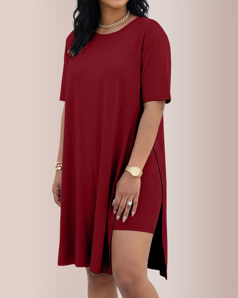 Willluxe® Asymmetric Tunic & Biker Shorts Casual Set