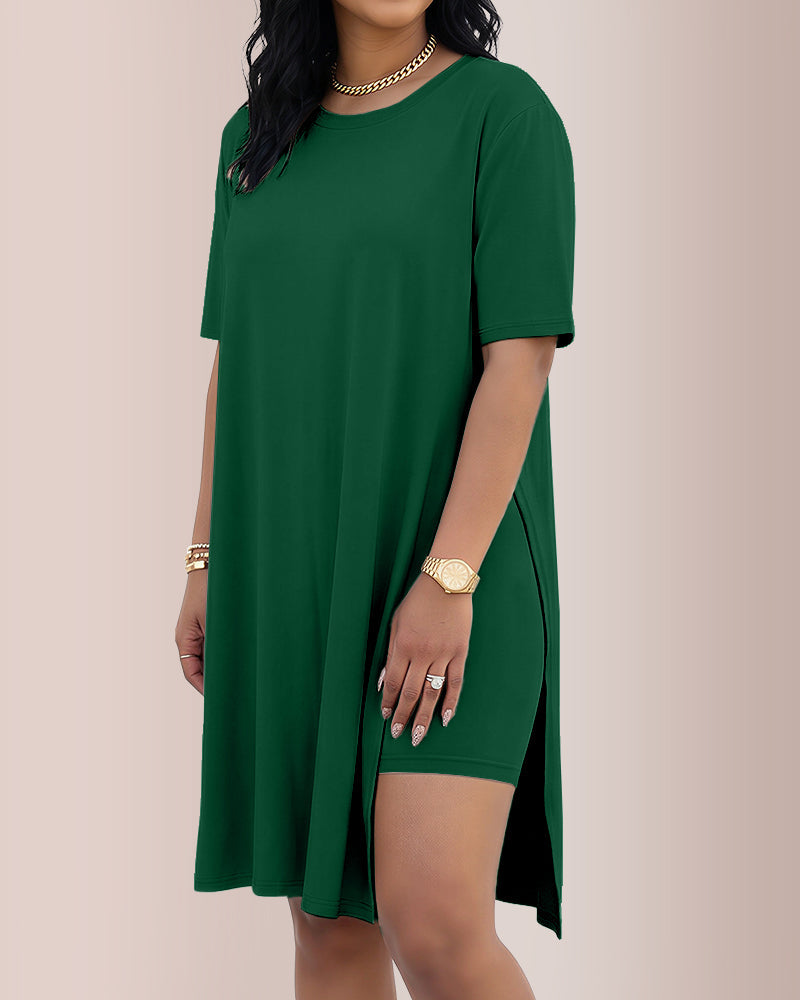 Willluxe® Asymmetric Tunic & Biker Shorts Casual Set