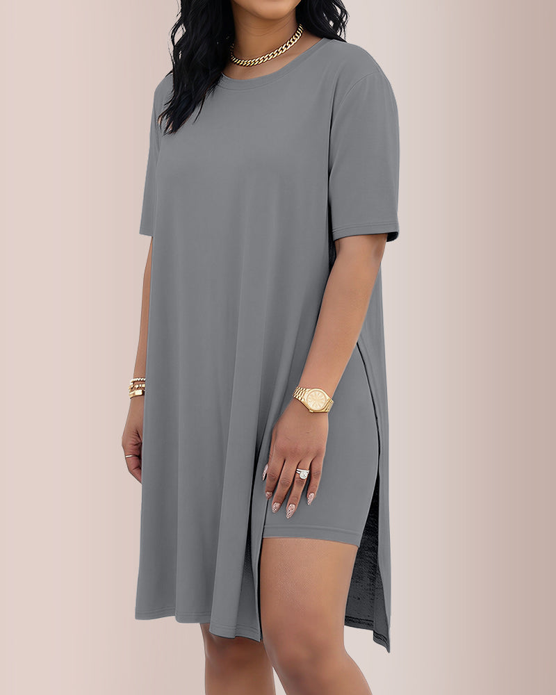 Willluxe® Asymmetric Tunic & Biker Shorts Casual Set