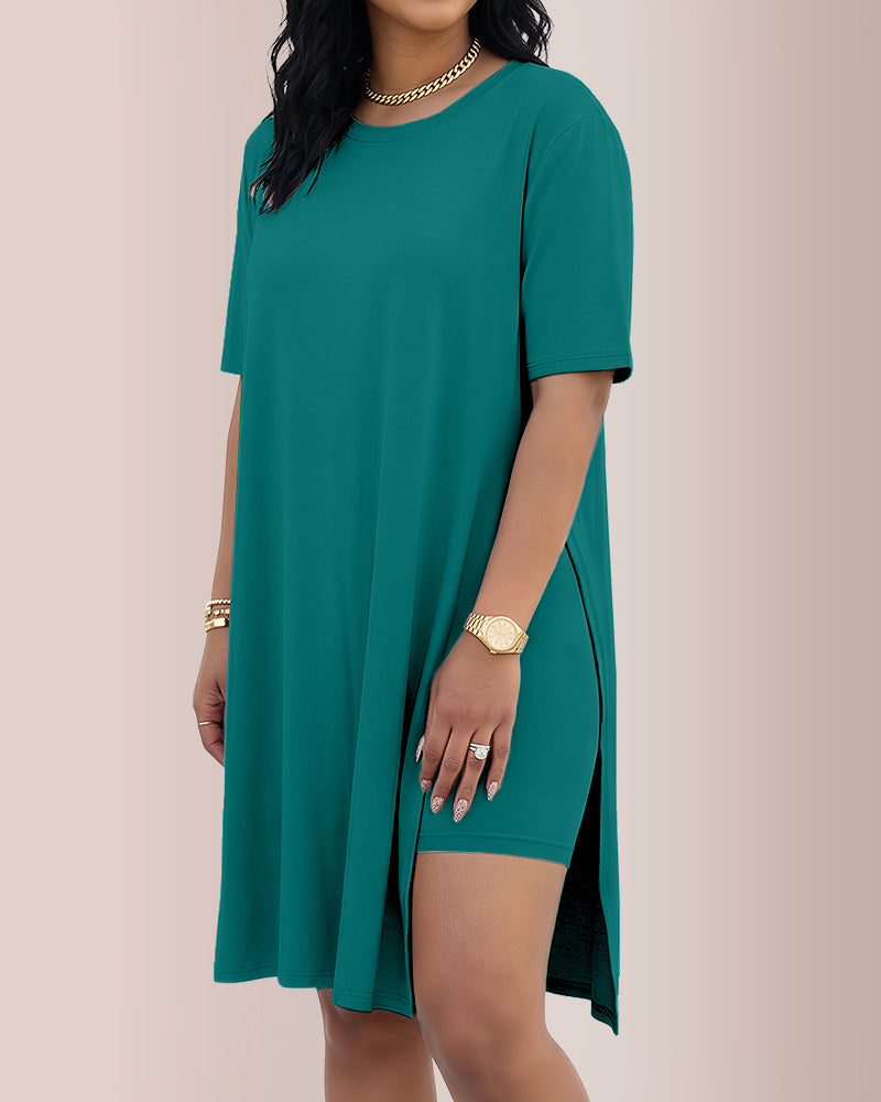 Willluxe® Asymmetric Tunic & Biker Shorts Casual Set