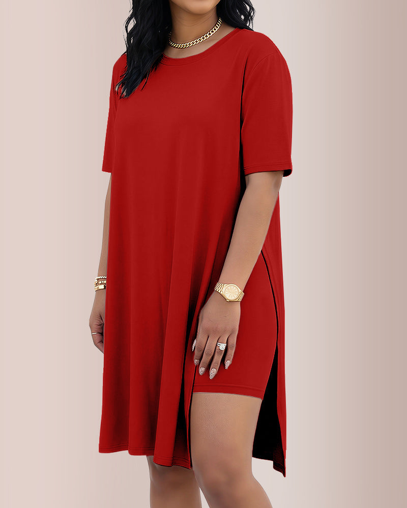 Willluxe® Asymmetric Tunic & Biker Shorts Casual Set