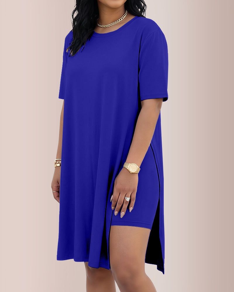 Willluxe® Asymmetric Tunic & Biker Shorts Casual Set
