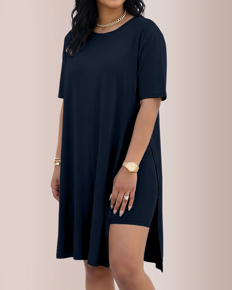 Willluxe® Asymmetric Tunic & Biker Shorts Casual Set