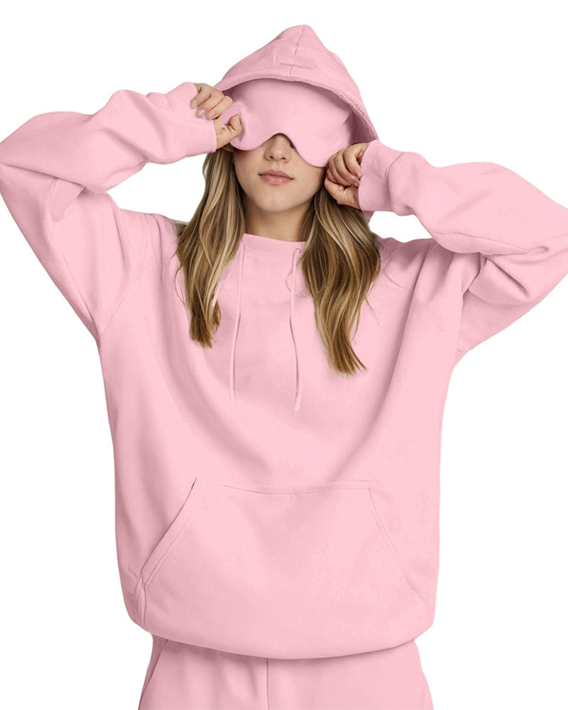 Willluxe® The Nap Hoodie Built-In Sleep Mask Pullover & Jogger Casual Set