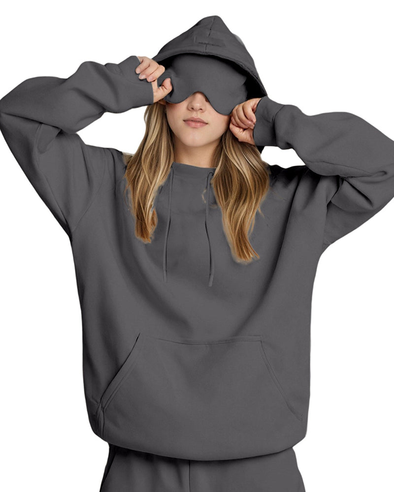 Willluxe® The Nap Hoodie Built-In Sleep Mask Pullover & Jogger Casual Set