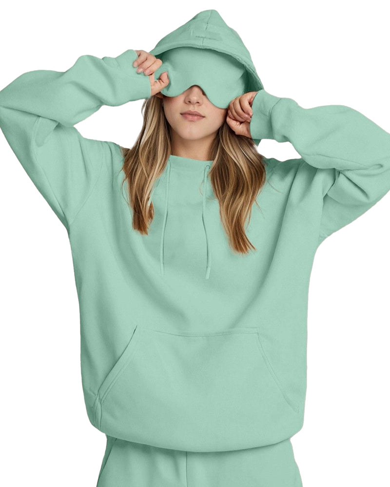 Willluxe® The Nap Hoodie Built-In Sleep Mask Pullover & Jogger Casual Set