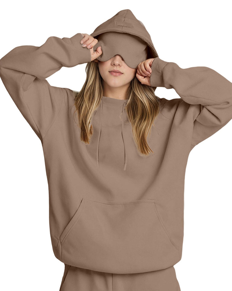 Willluxe® The Nap Hoodie Built-In Sleep Mask Pullover & Jogger Casual Set