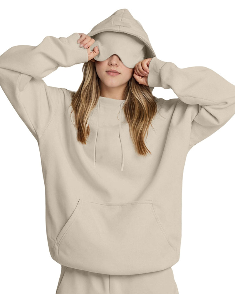 Willluxe® The Nap Hoodie Built-In Sleep Mask Pullover & Jogger Casual Set